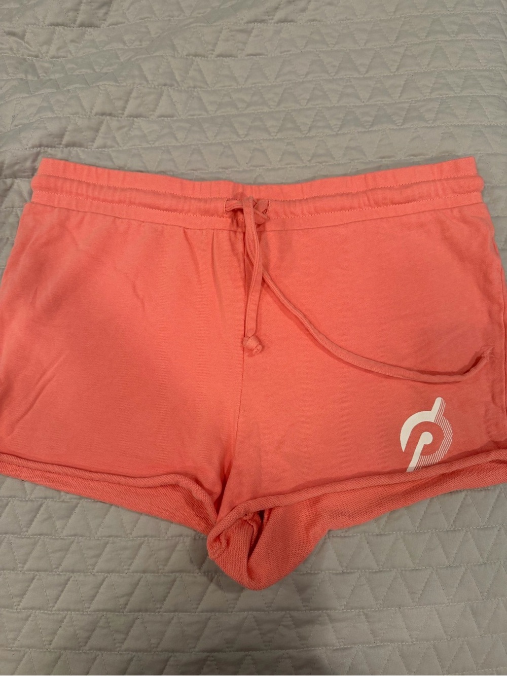 Peloton Coral Pink Drawstring Athletic Shorts
